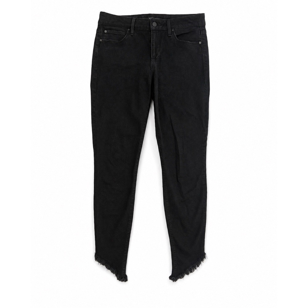 Joe's Jeans Flawless The Icon Skinny Ankle Jeans Black Mid Rise Raw Hem Size 29